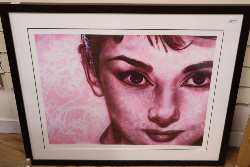 Paul Karslake FRSA (1958-2020), Pretty in Pink (Audrey Hepburn), signed and numbered 18/95,